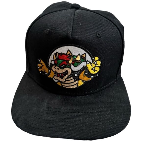 Super Mario Nintendo Koopa Bowser Black Snapback Adjustable Baseball Cap Hat. - Picture 1 of 4